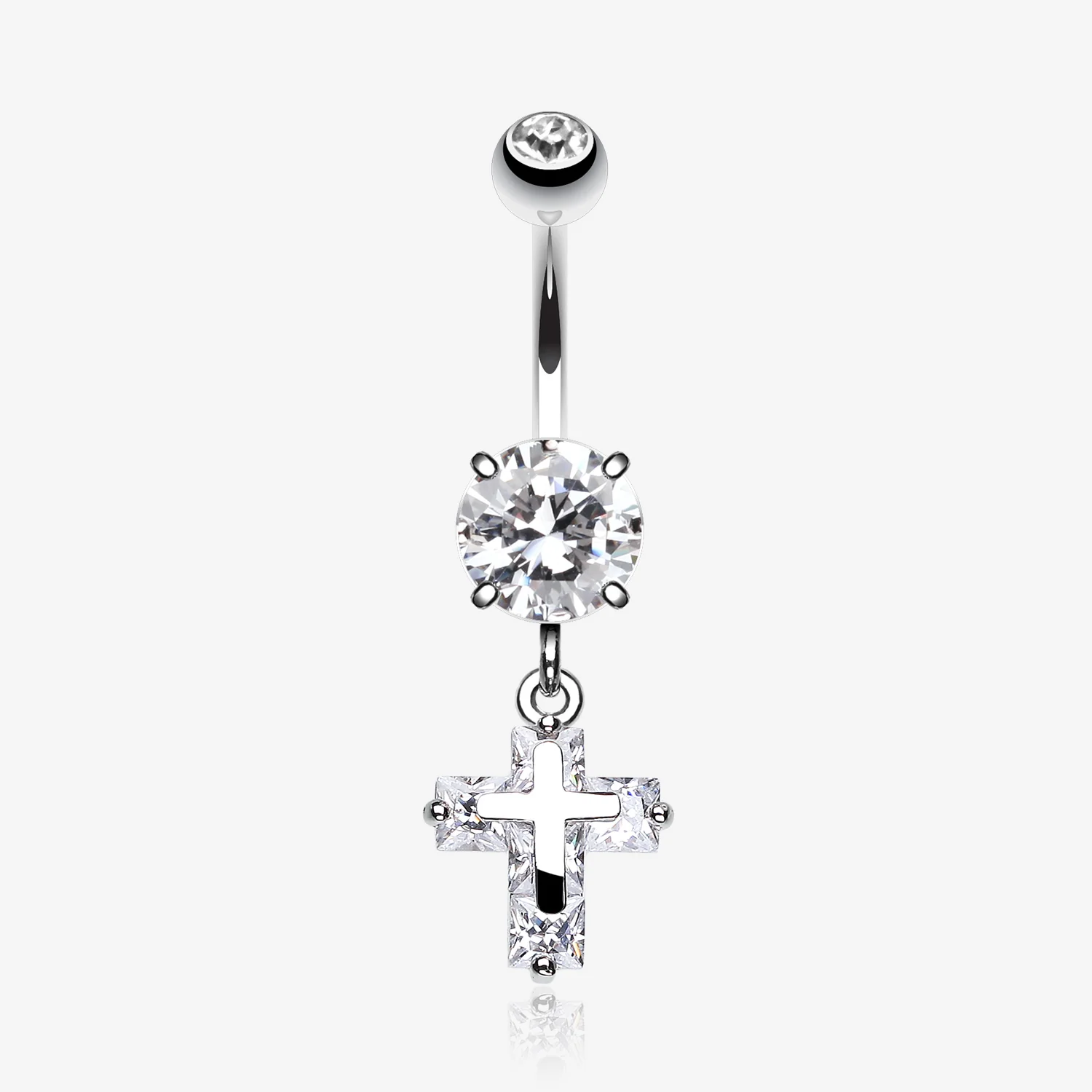 Cross on Cross Sparkle Belly Ring