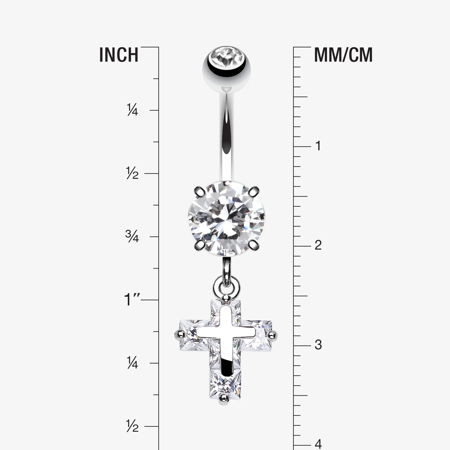 Cross on Cross Sparkle Belly Ring - Image 2