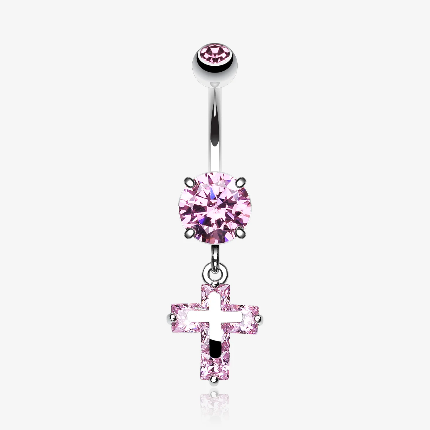 Cross on Cross Sparkle Belly Ring