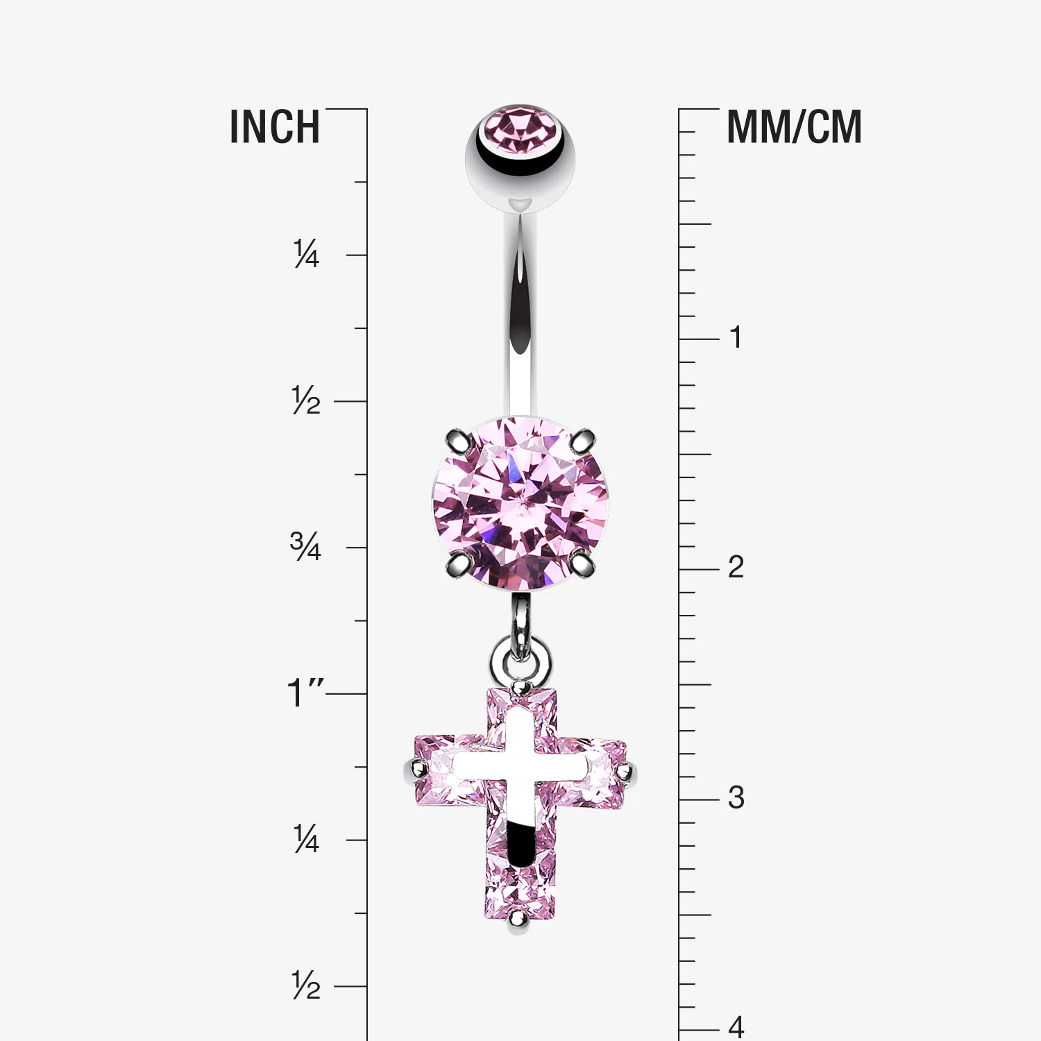 Cross on Cross Sparkle Belly Ring - Image 2