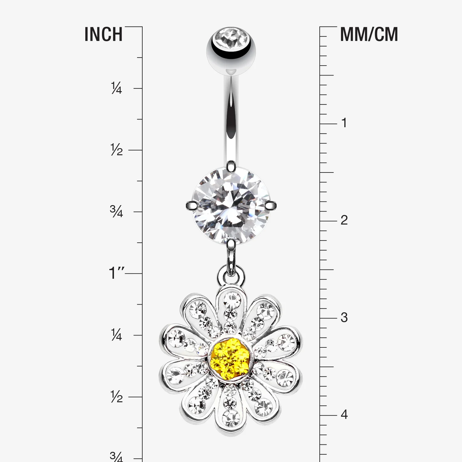 Cutesy Daisy Multi-Gem Sparkle Belly Button Ring - Image 2