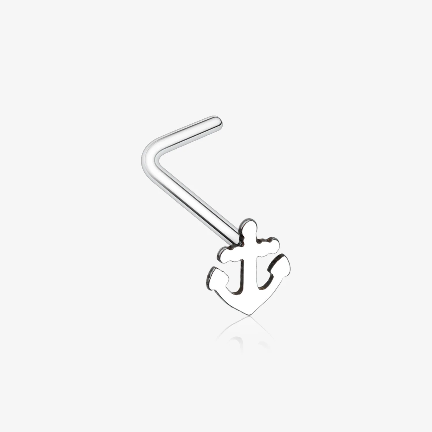 Dainty Anchor Icon L-Shaped Nose Ring
