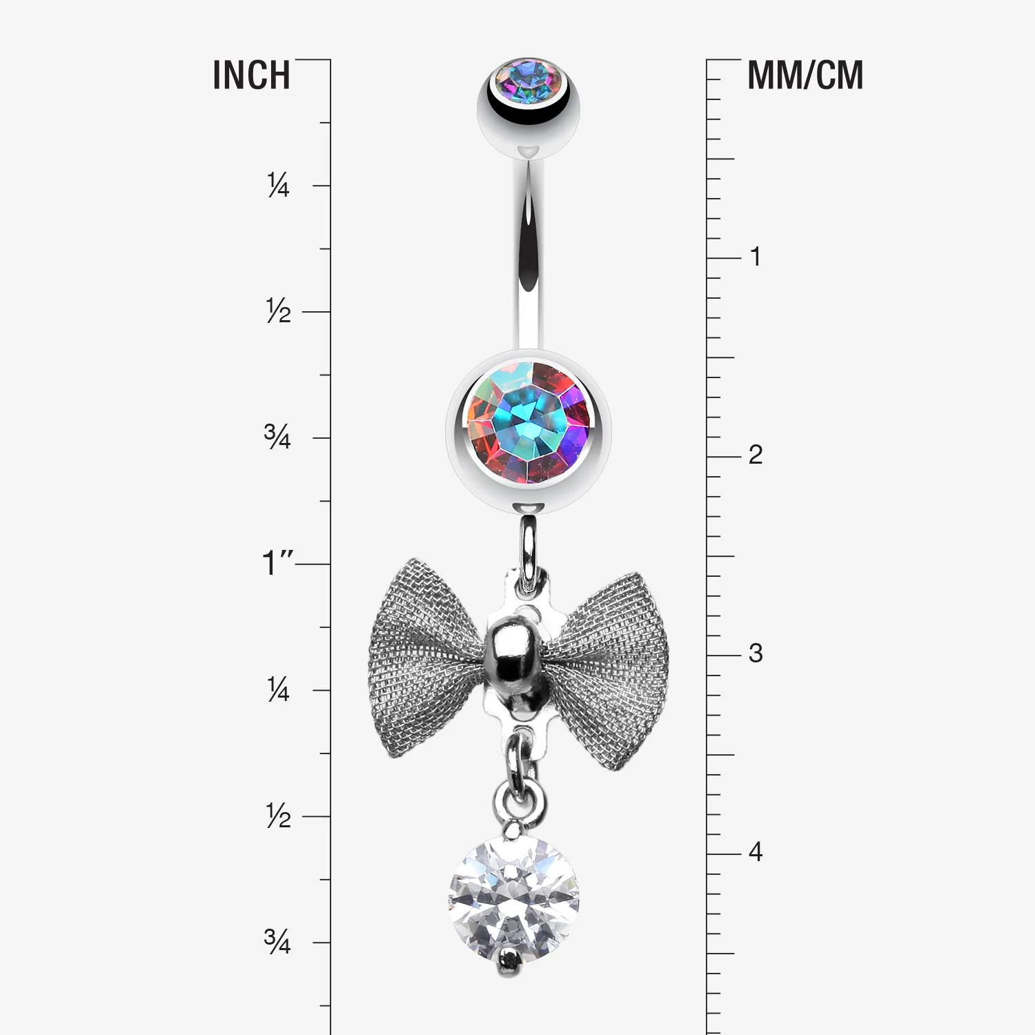 Dainty Bow Gem Sparkle Belly Ring - Image 2