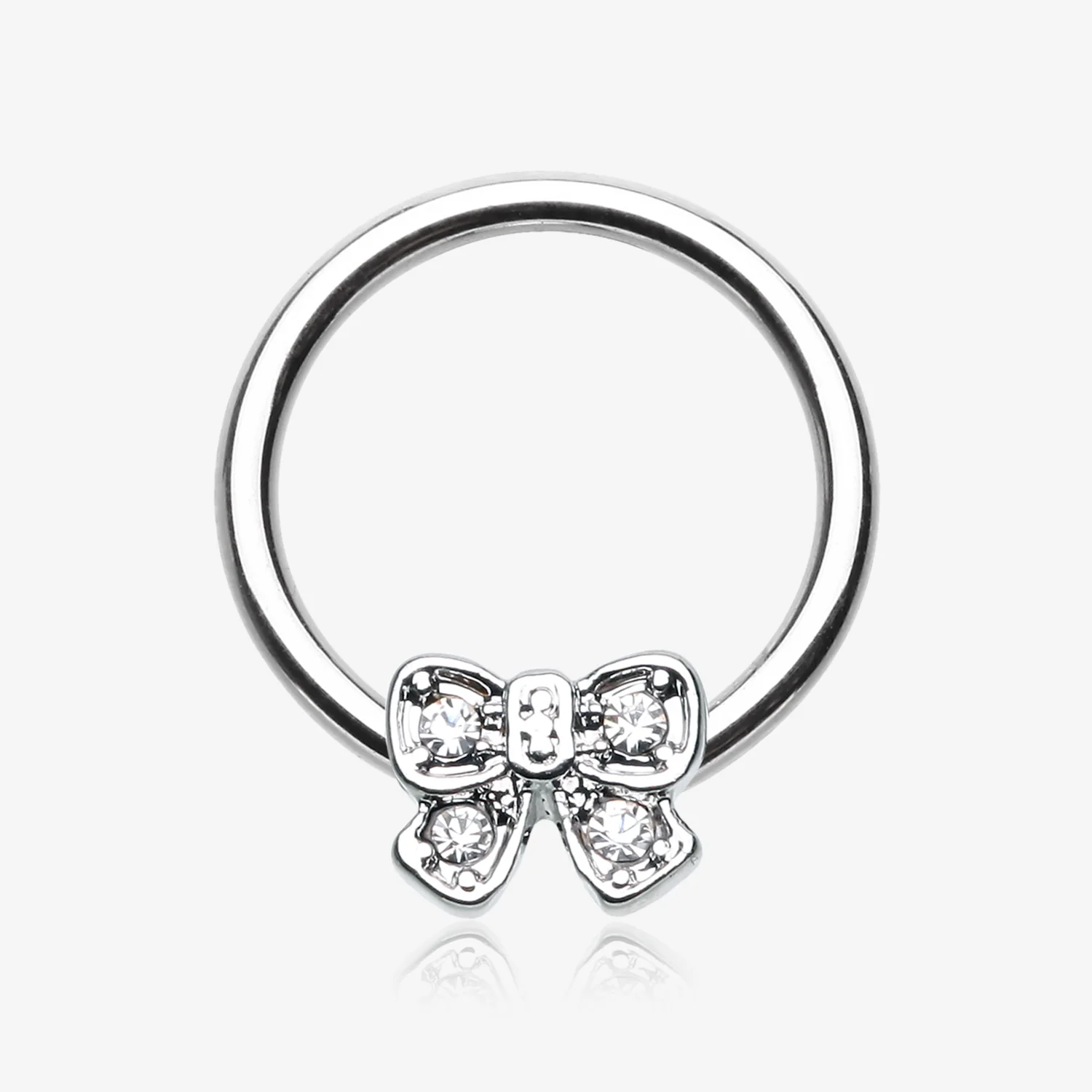 Dainty Bow-Tie Sparkle Captive Bead Ring