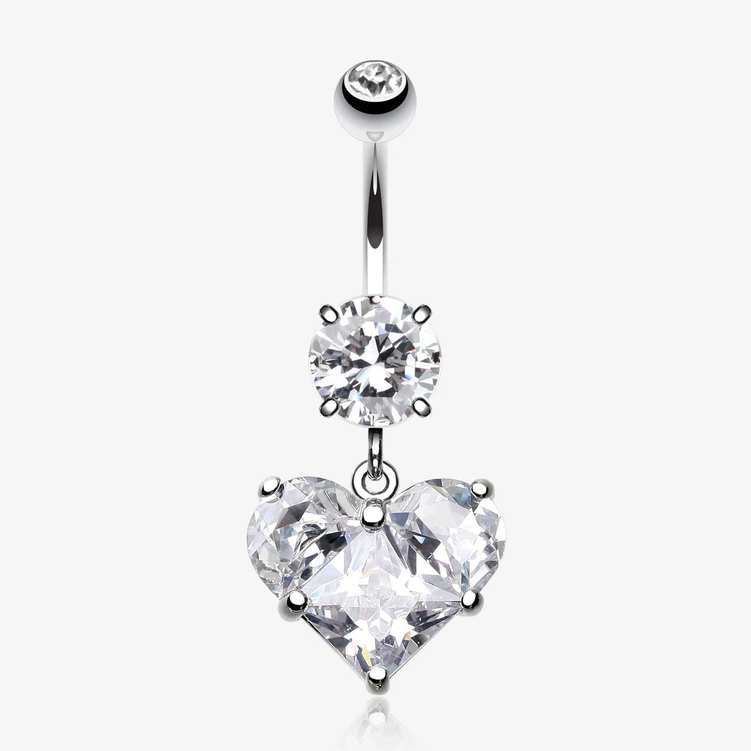 Dainty Crystalline Heart Belly Button Ring