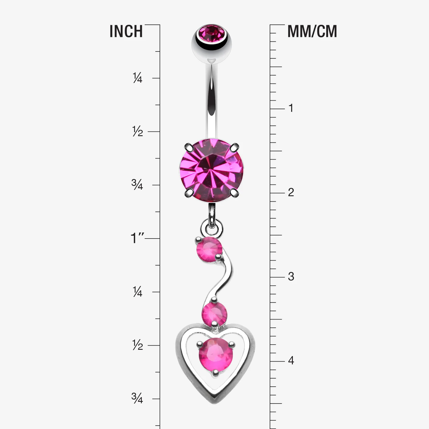 Dainty Dangled Heart Belly Button Ring - Image 2