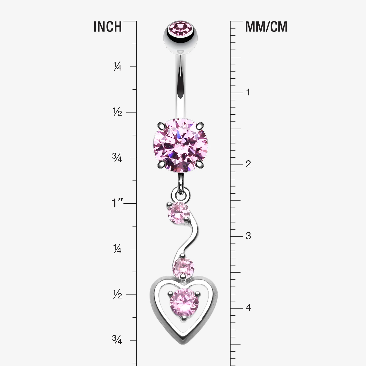 Dainty Dangled Heart Belly Button Ring - Image 2