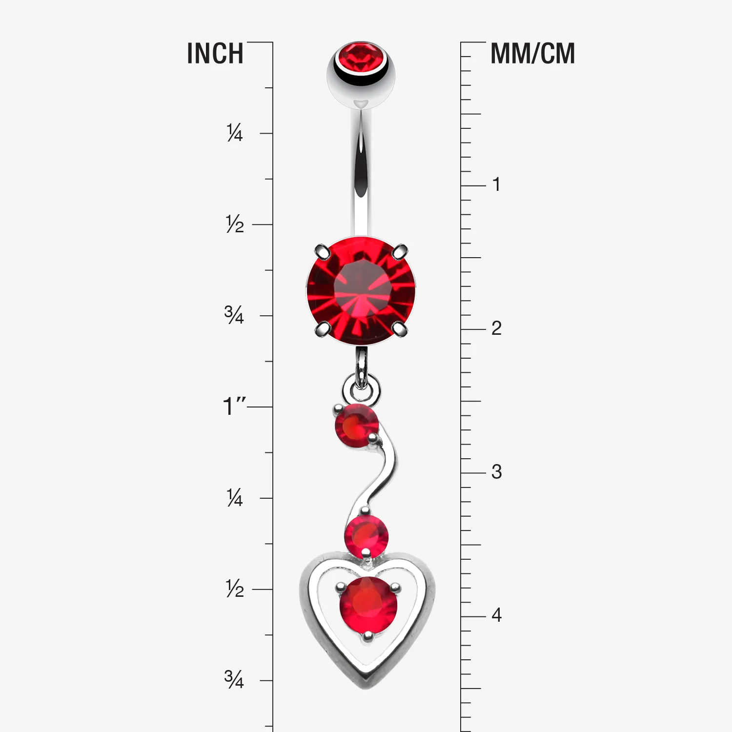 Dainty Dangled Heart Belly Button Ring - Image 2