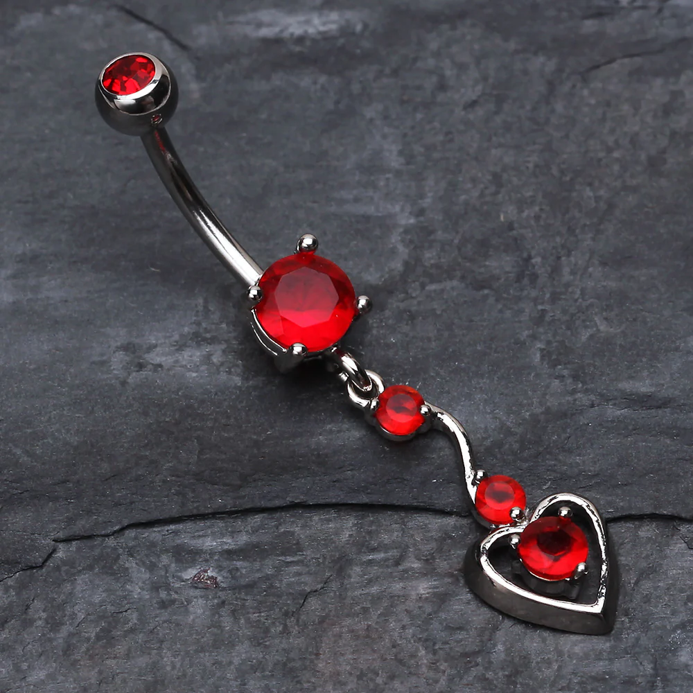 Dainty Dangled Heart Belly Button Ring - Image 3