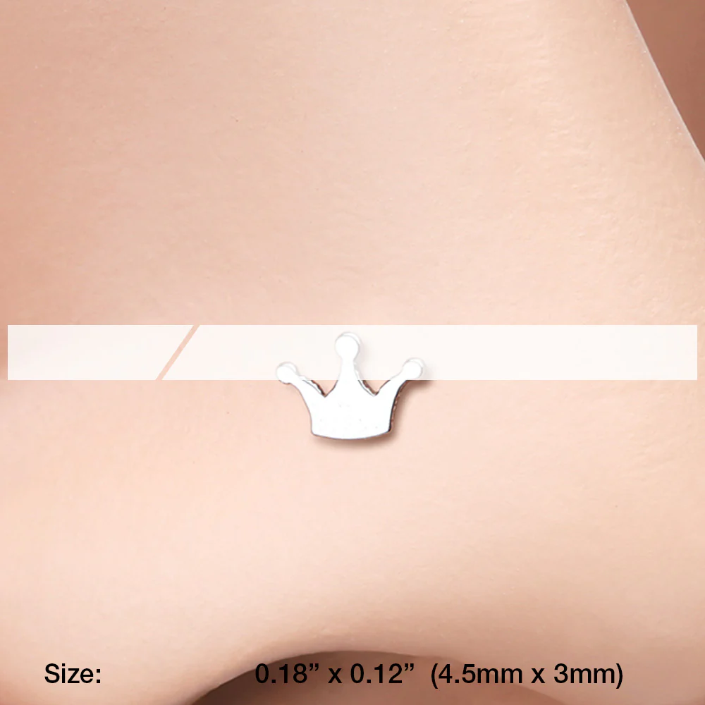 Dainty Princess Crown Icon L-Shaped Nose Ring - Image 3