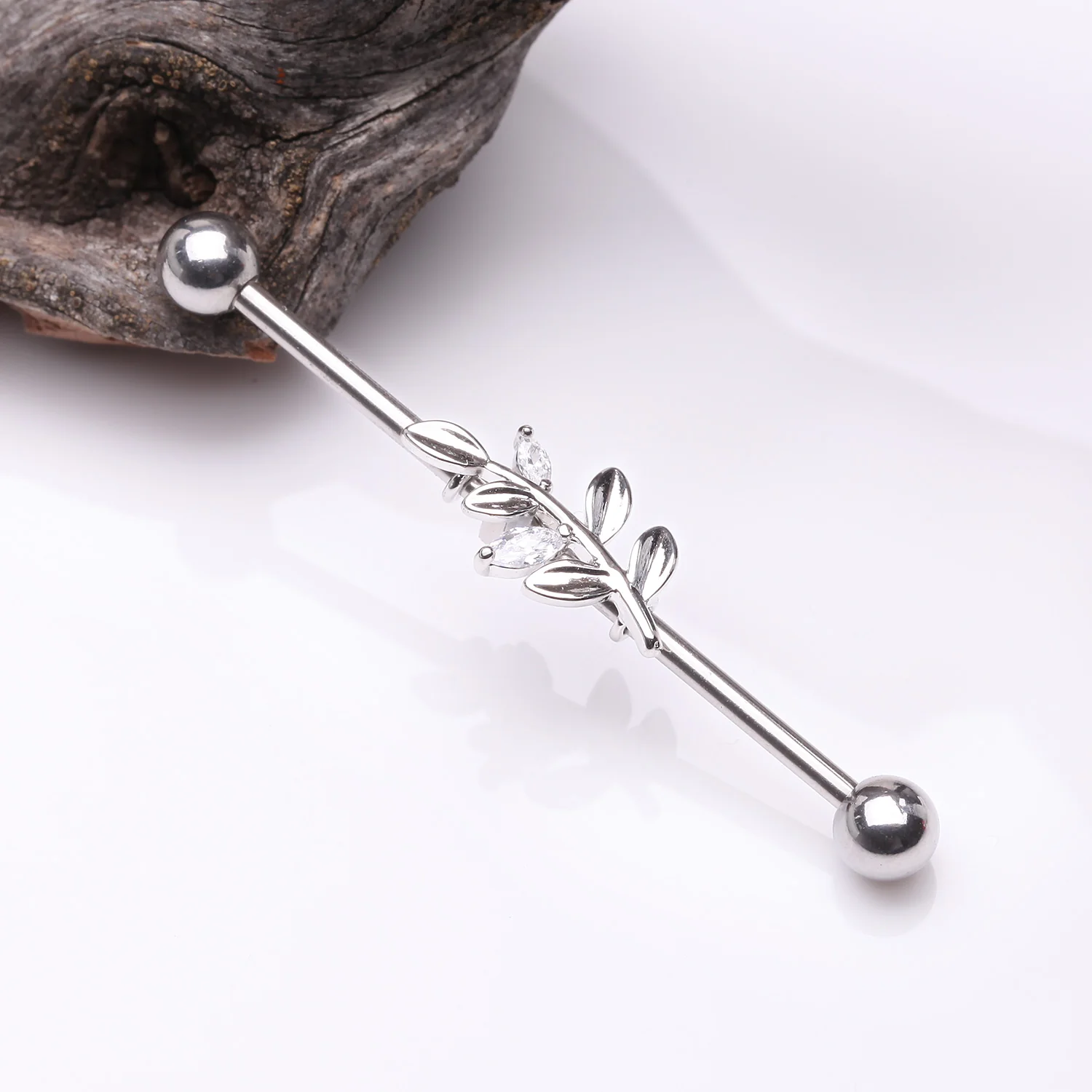 Dainty Sparkle Leaflet Industrial Barbell - Image 2