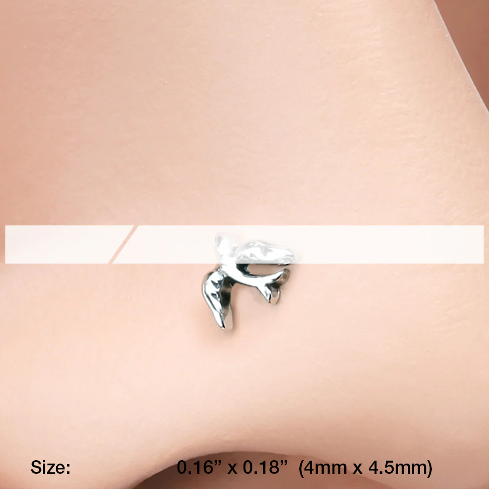 Dainty Swallow Bird L-Shaped Nose Ring - Image 3