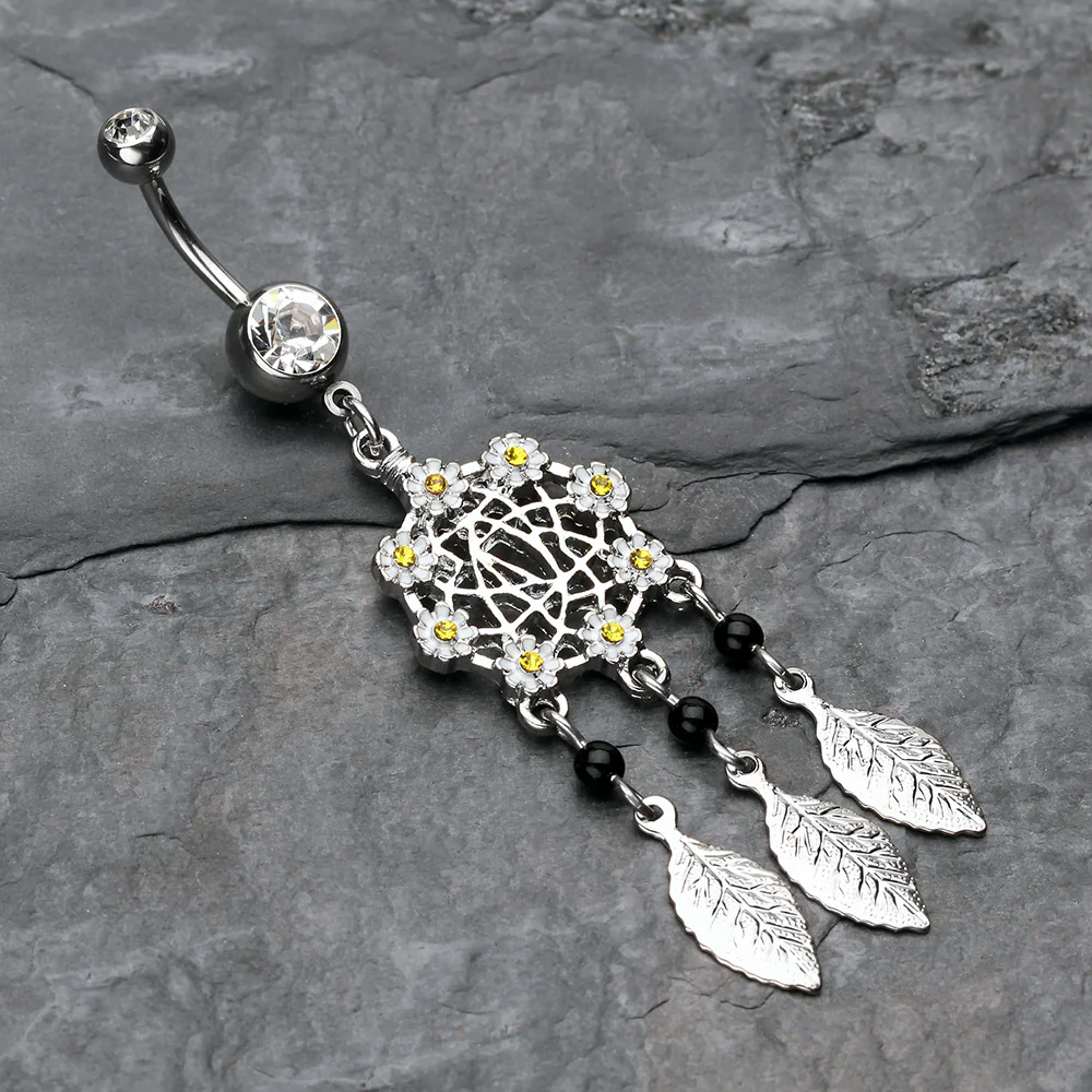 Daisy Glam Dreamcatcher Belly Button Ring - Image 3
