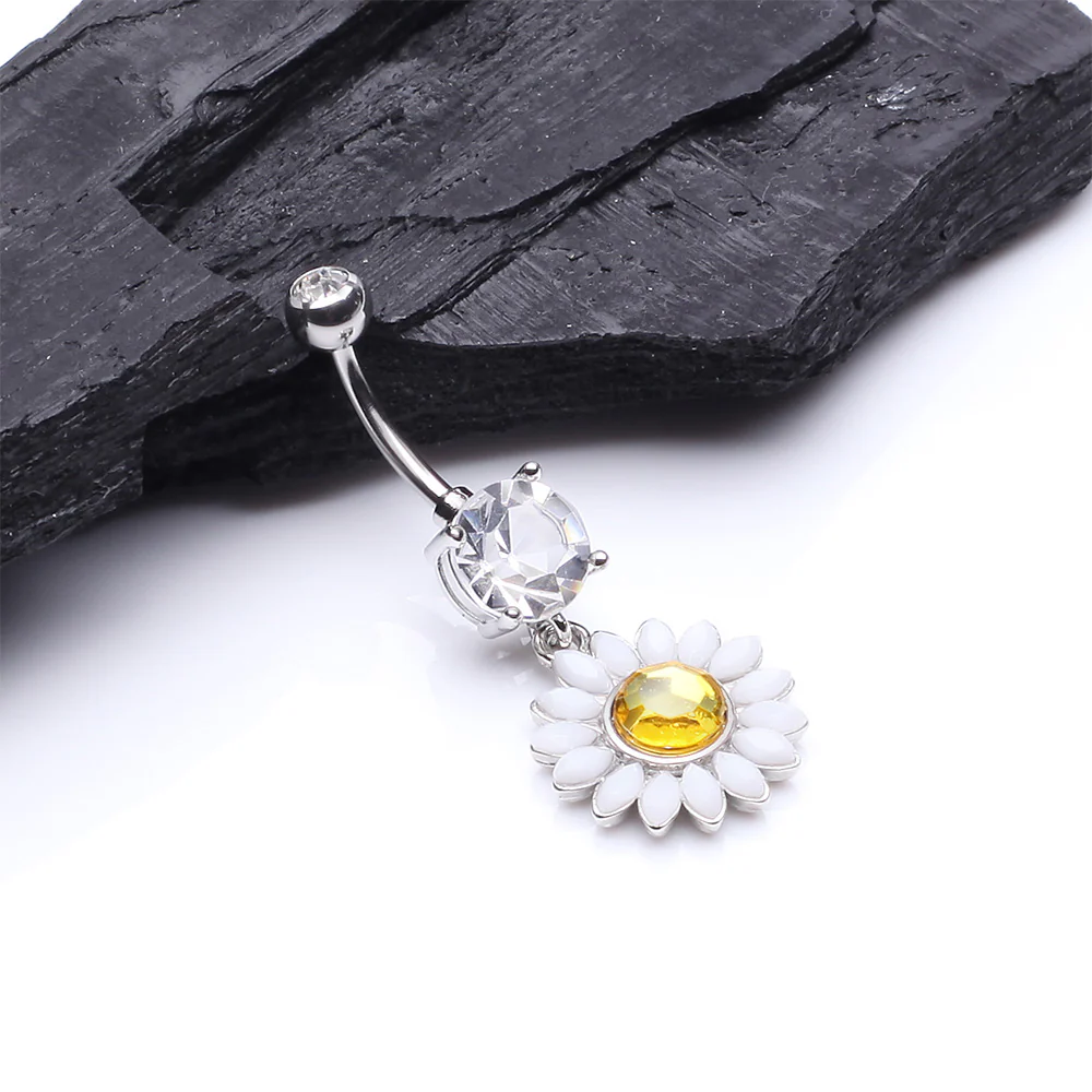Daisy Marquise Flower Belly Button Ring - Image 3