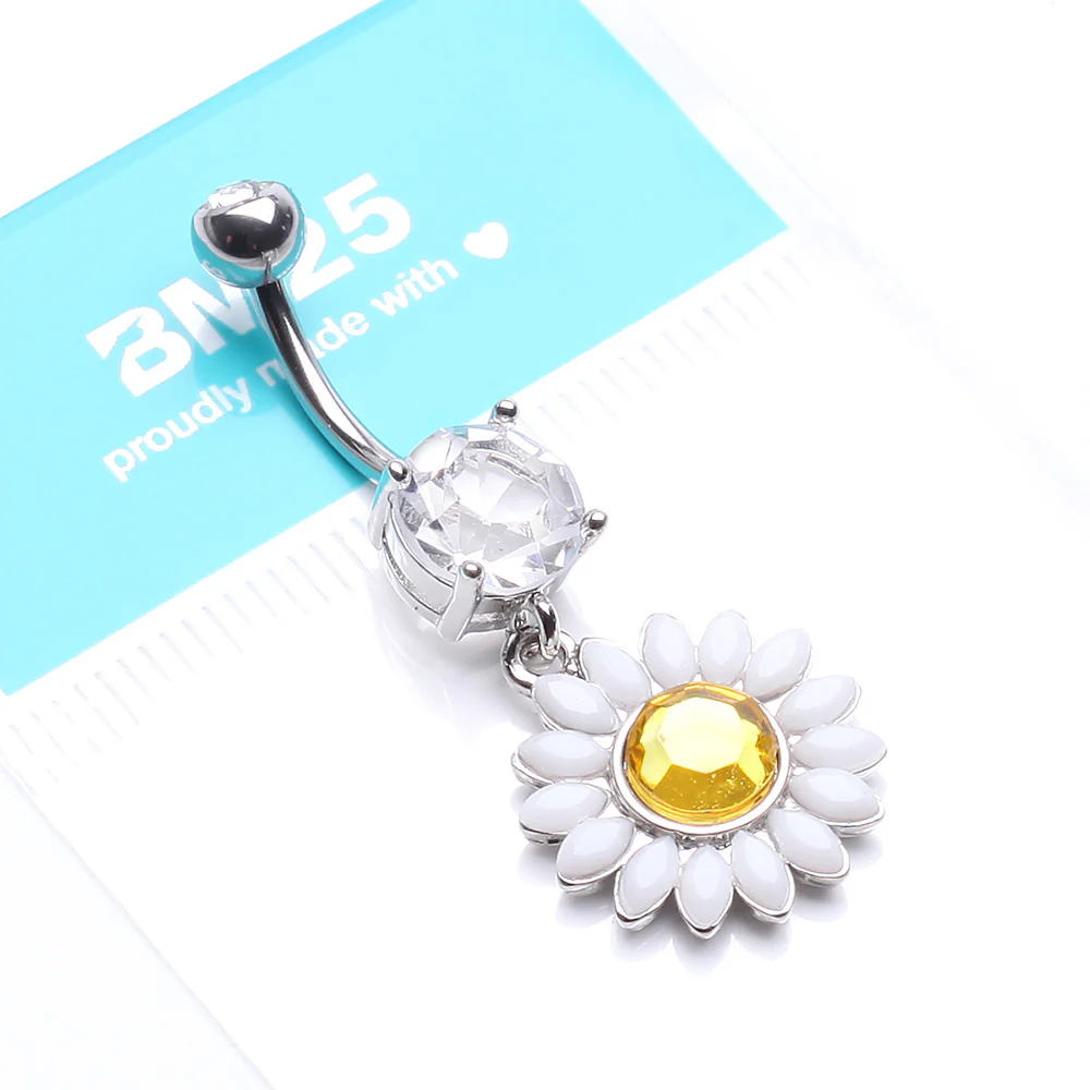 Daisy Marquise Flower Belly Button Ring - Image 5