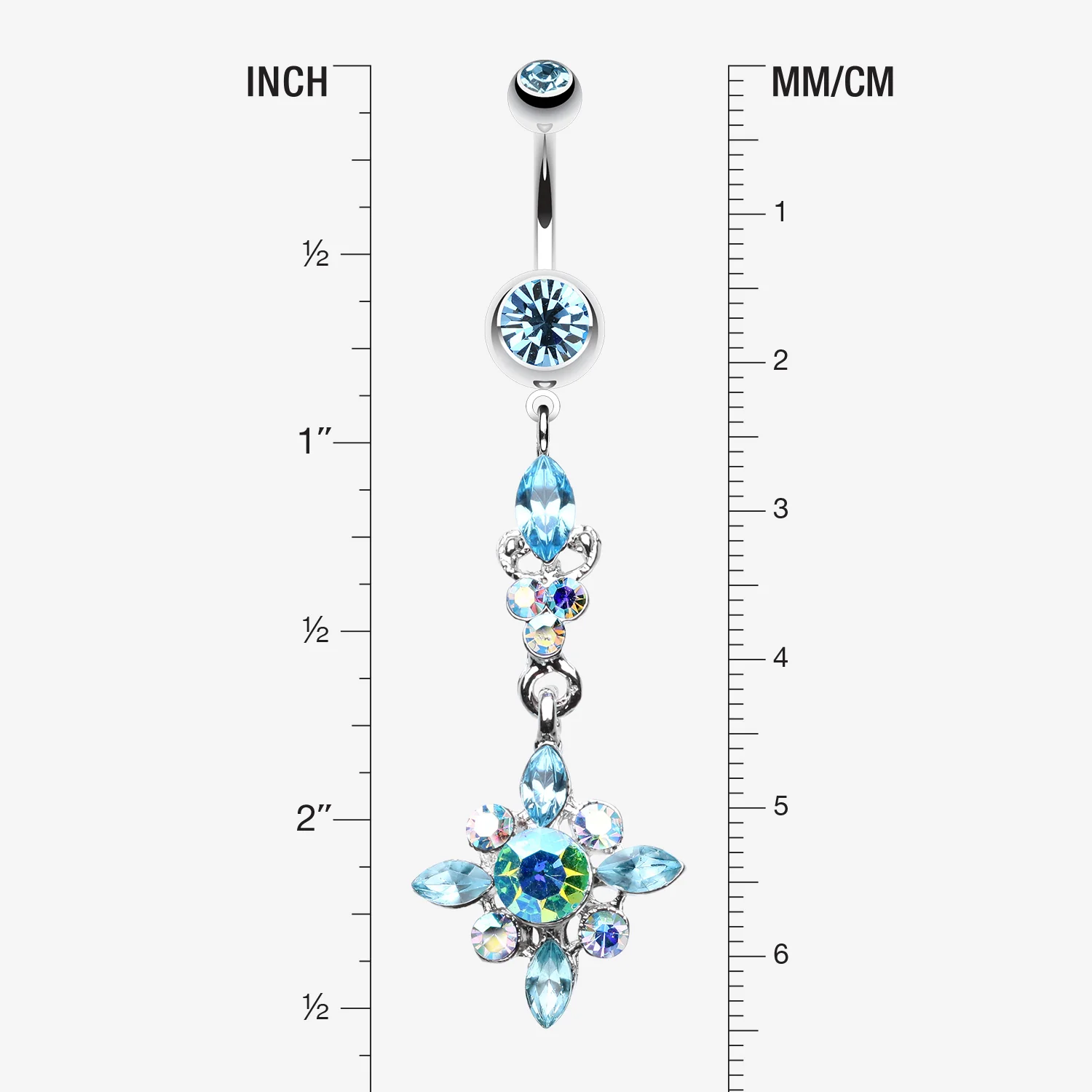 Dangling Shine Drops Belly Button Ring - Image 2