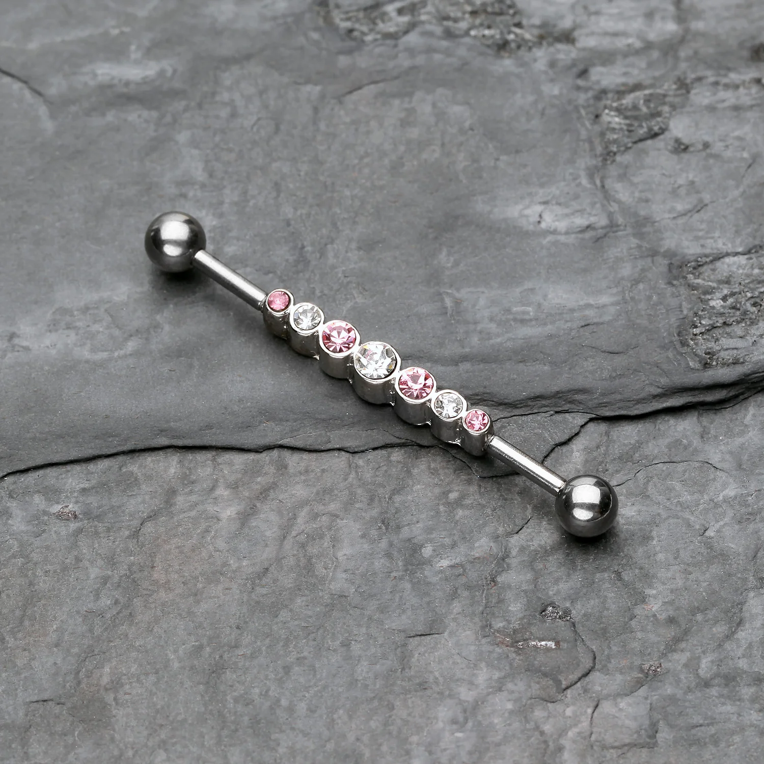 Dazzling Gem Row Industrial Barbell - Image 2