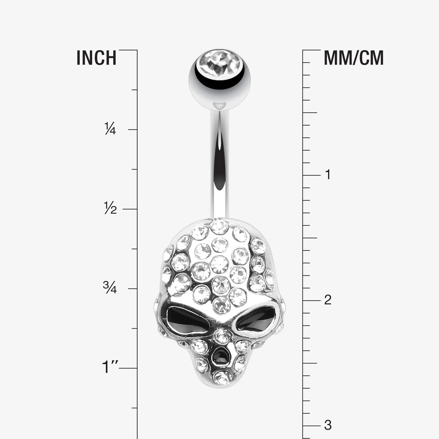 Death Skull Mask Belly Button Ring - Image 2