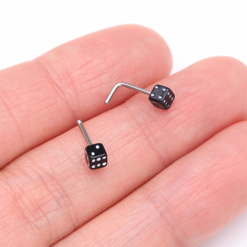 Dice Top L-Shaped Nose Ring - Image 4