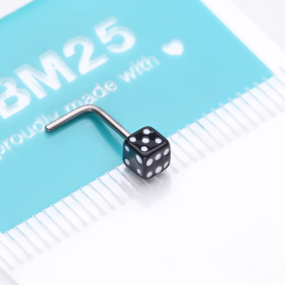 Dice Top L-Shaped Nose Ring - Image 5