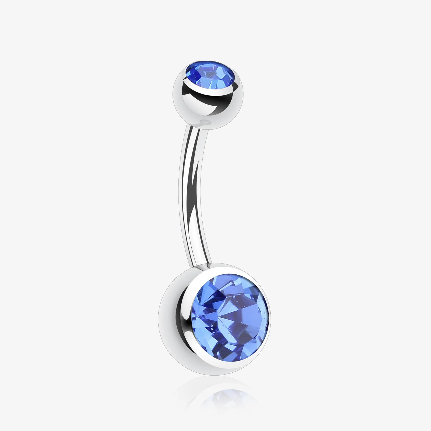 Double Gem Ball Steel Belly Button Ring