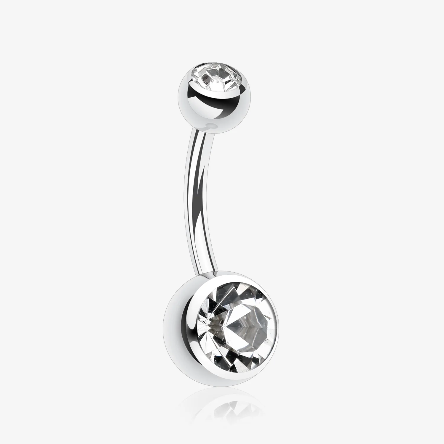 Double Gem Ball Steel Belly Button Ring