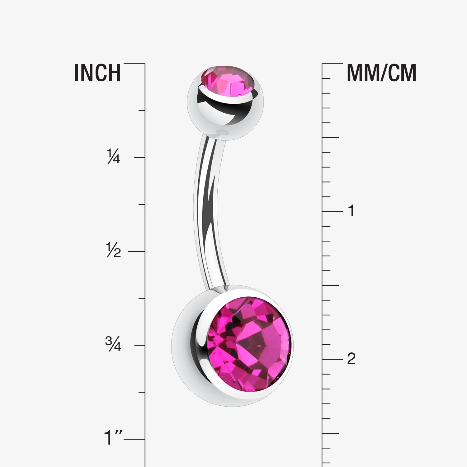 Double Gem Ball Steel Belly Button Ring - Image 2