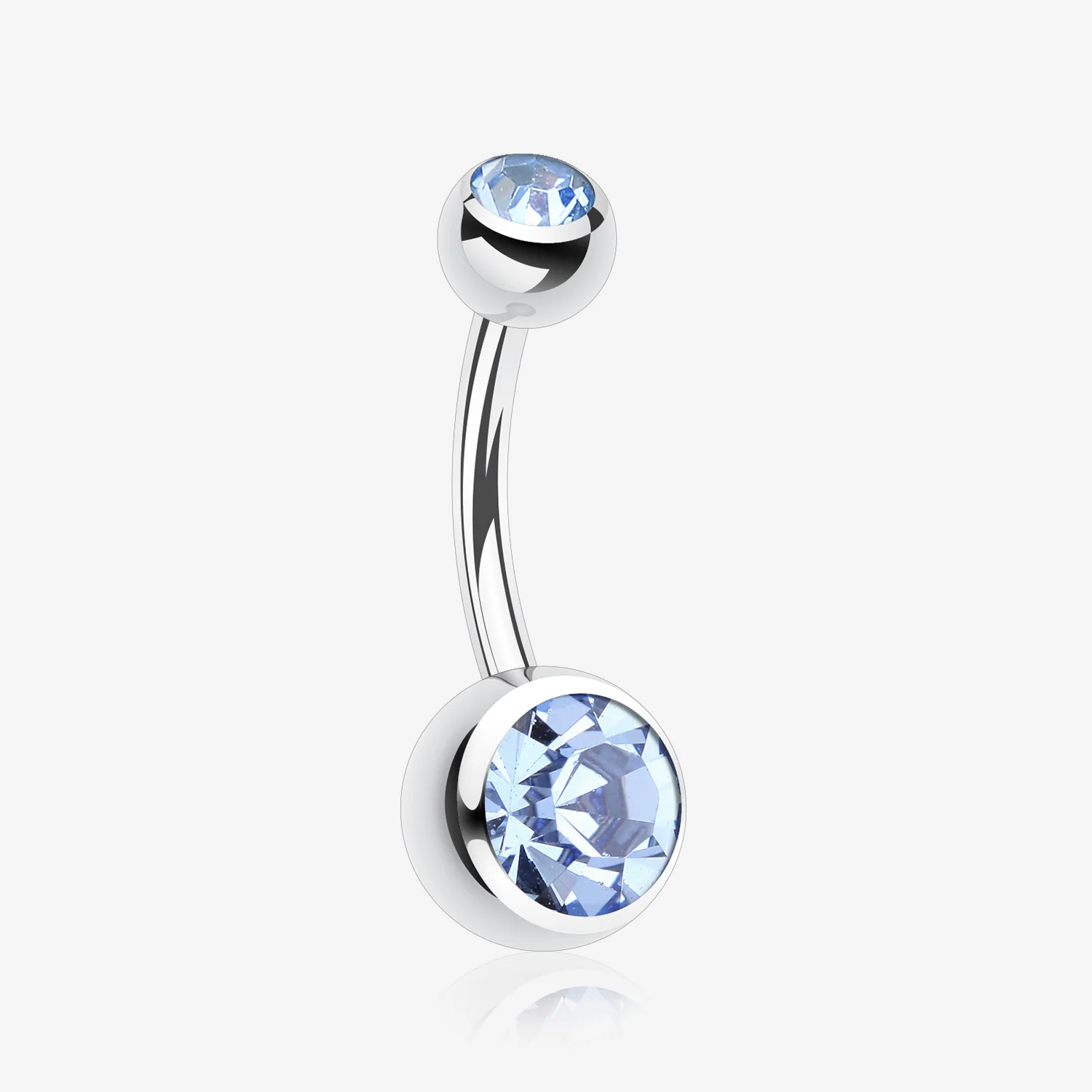Double Gem Ball Steel Belly Button Ring