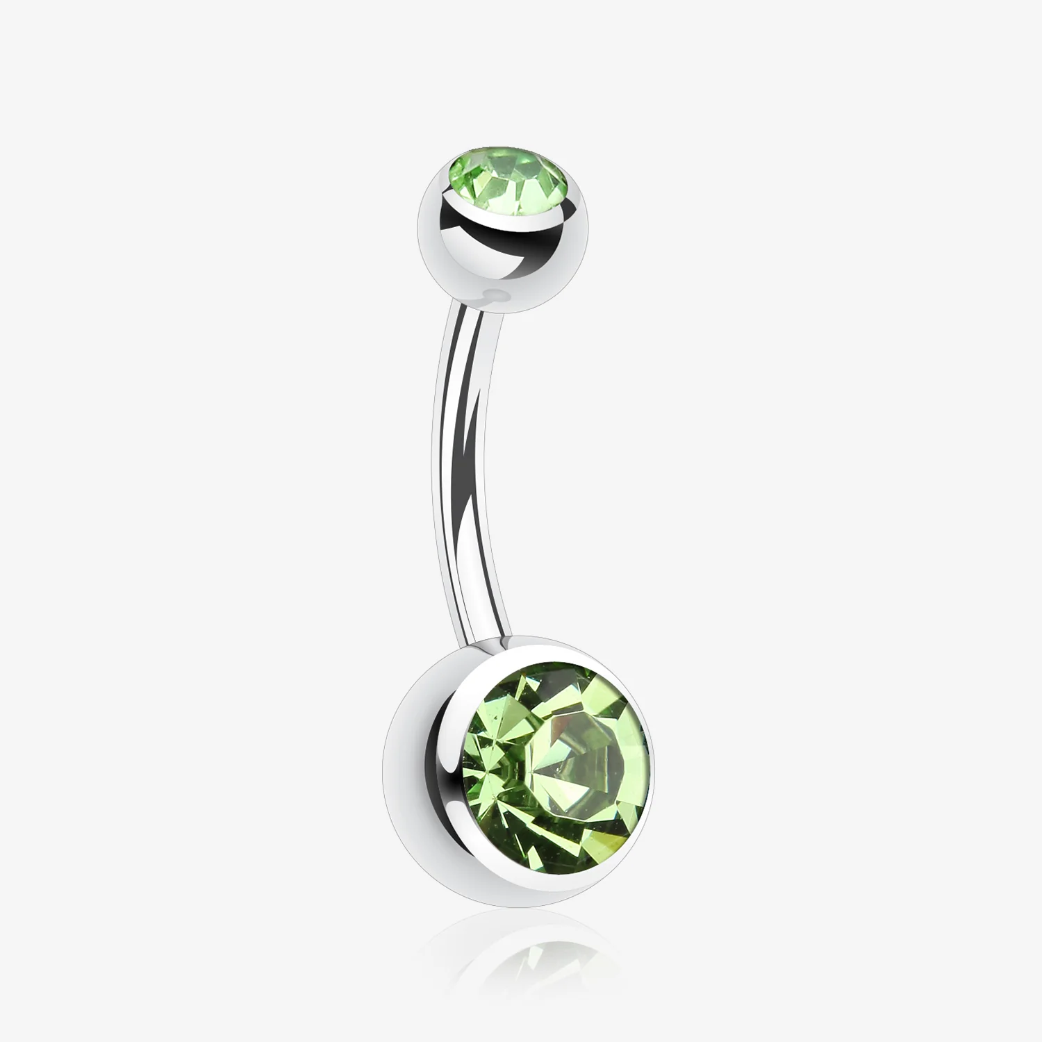 Double Gem Ball Steel Belly Button Ring