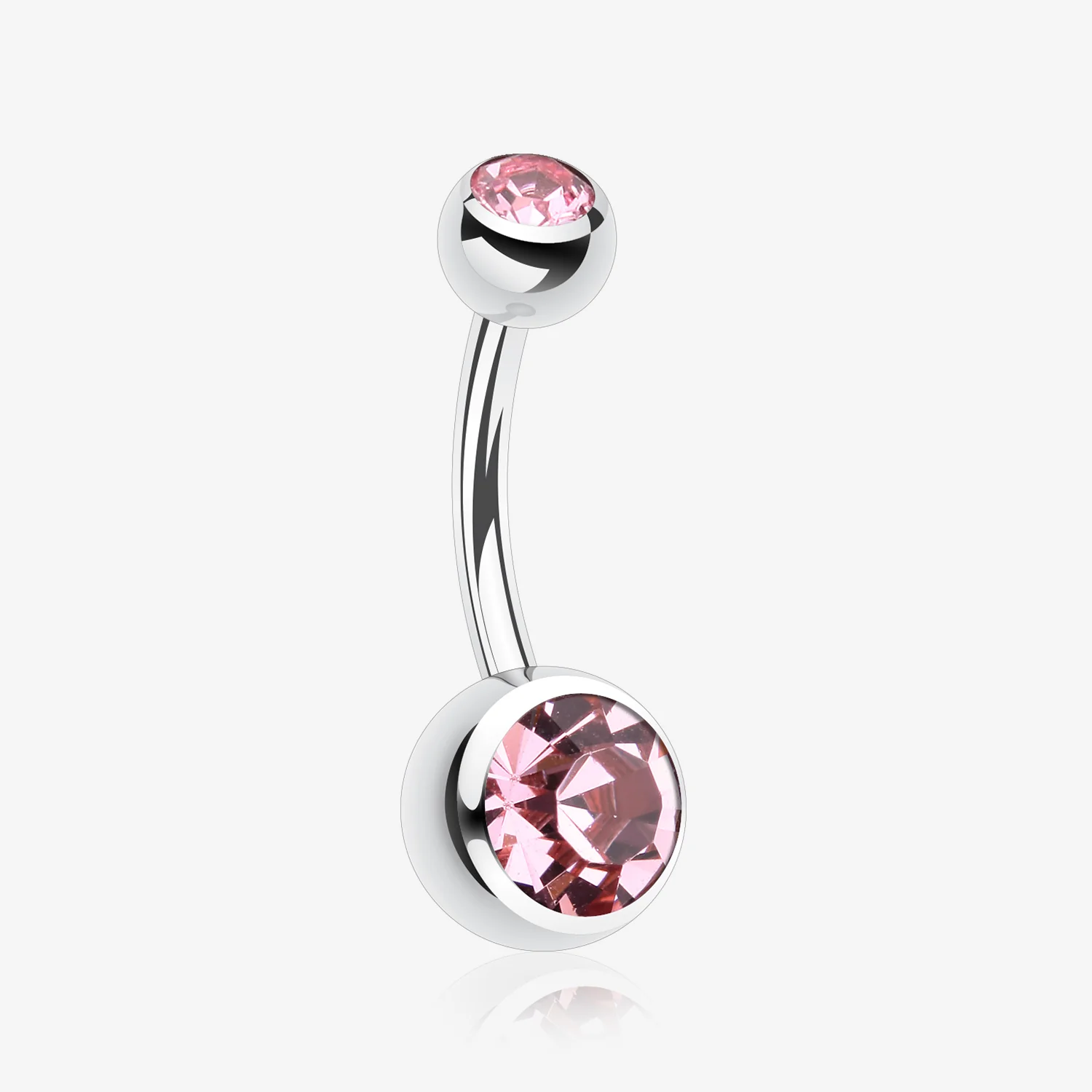 Double Gem Ball Steel Belly Button Ring