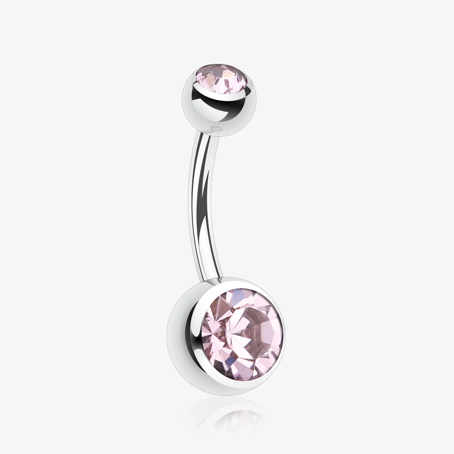 Double Gem Ball Steel Belly Button Ring
