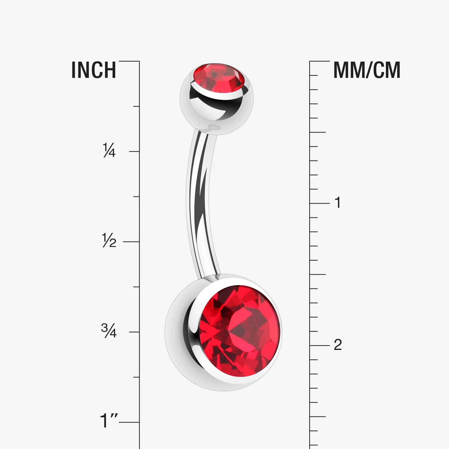 Double Gem Ball Steel Belly Button Ring - Image 2