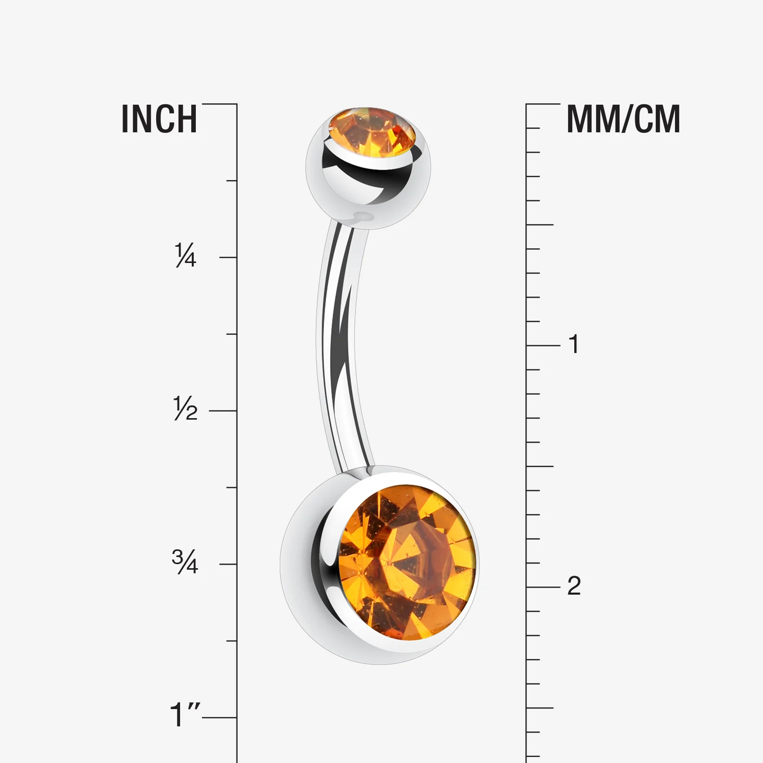 Double Gem Ball Steel Belly Button Ring - Image 2