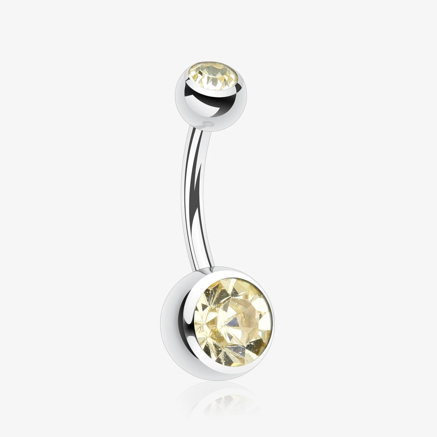 Double Gem Ball Steel Belly Button Ring