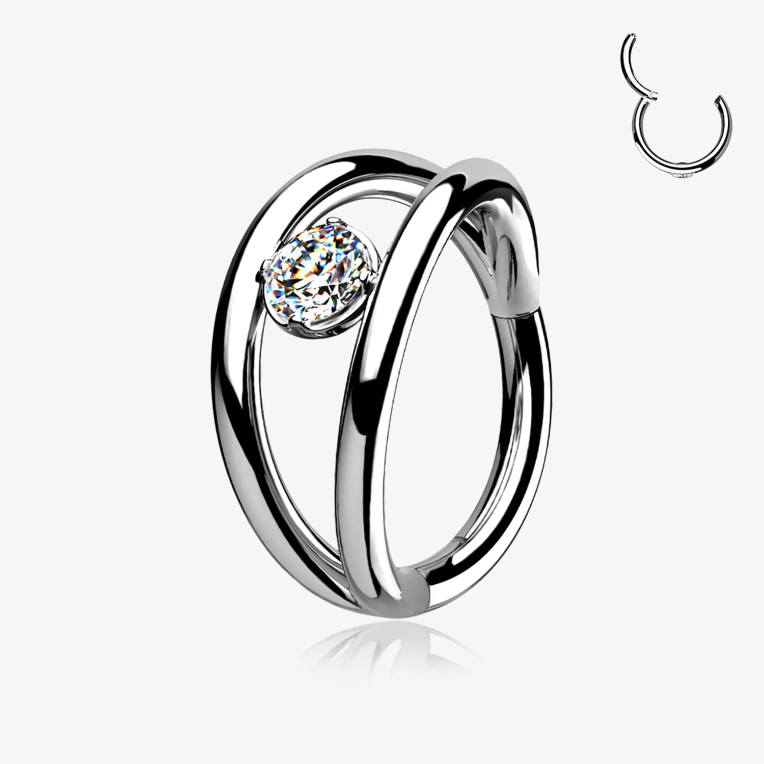 Double Hoop Sparkle Seamless Clicker Hoop Ring