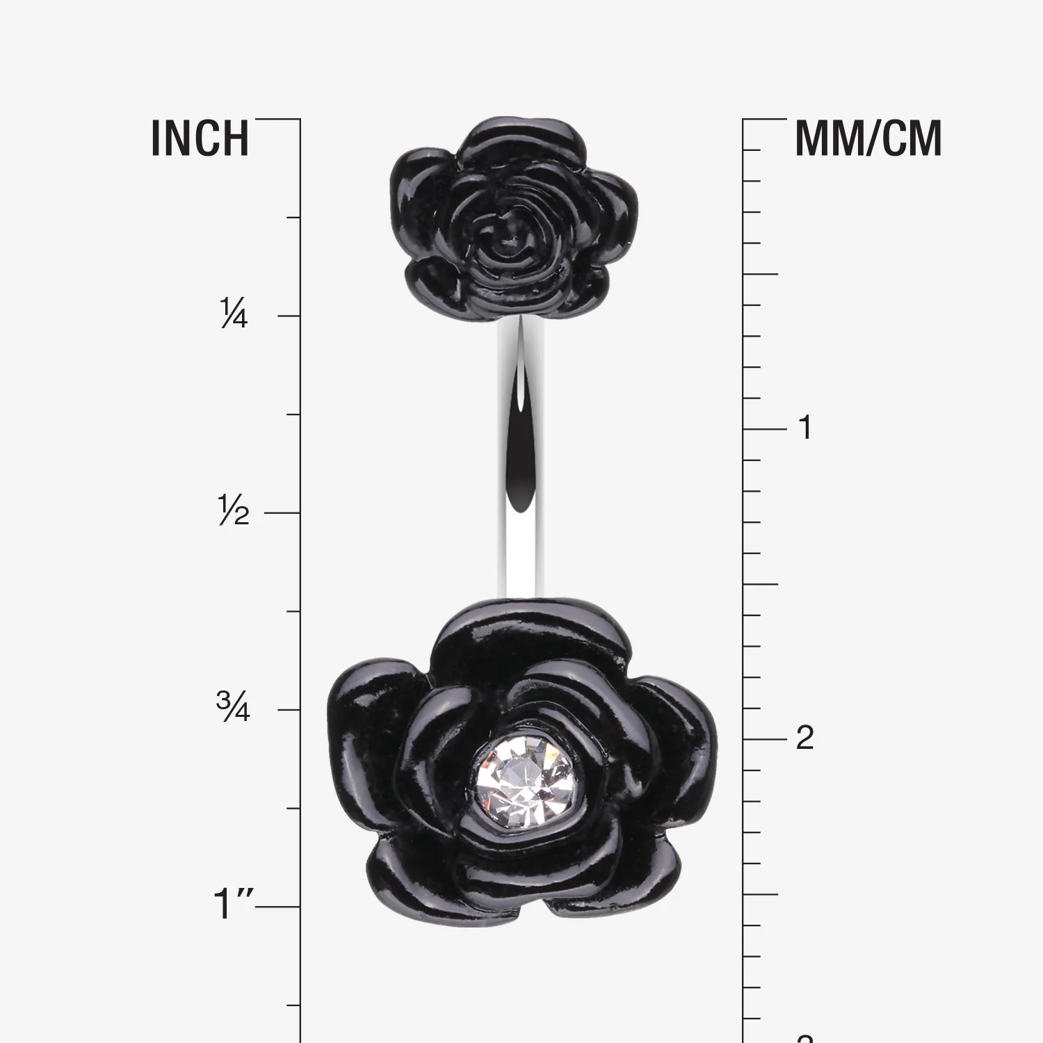 Double Rose Blossom Sparkle Belly Button Ring - Image 2