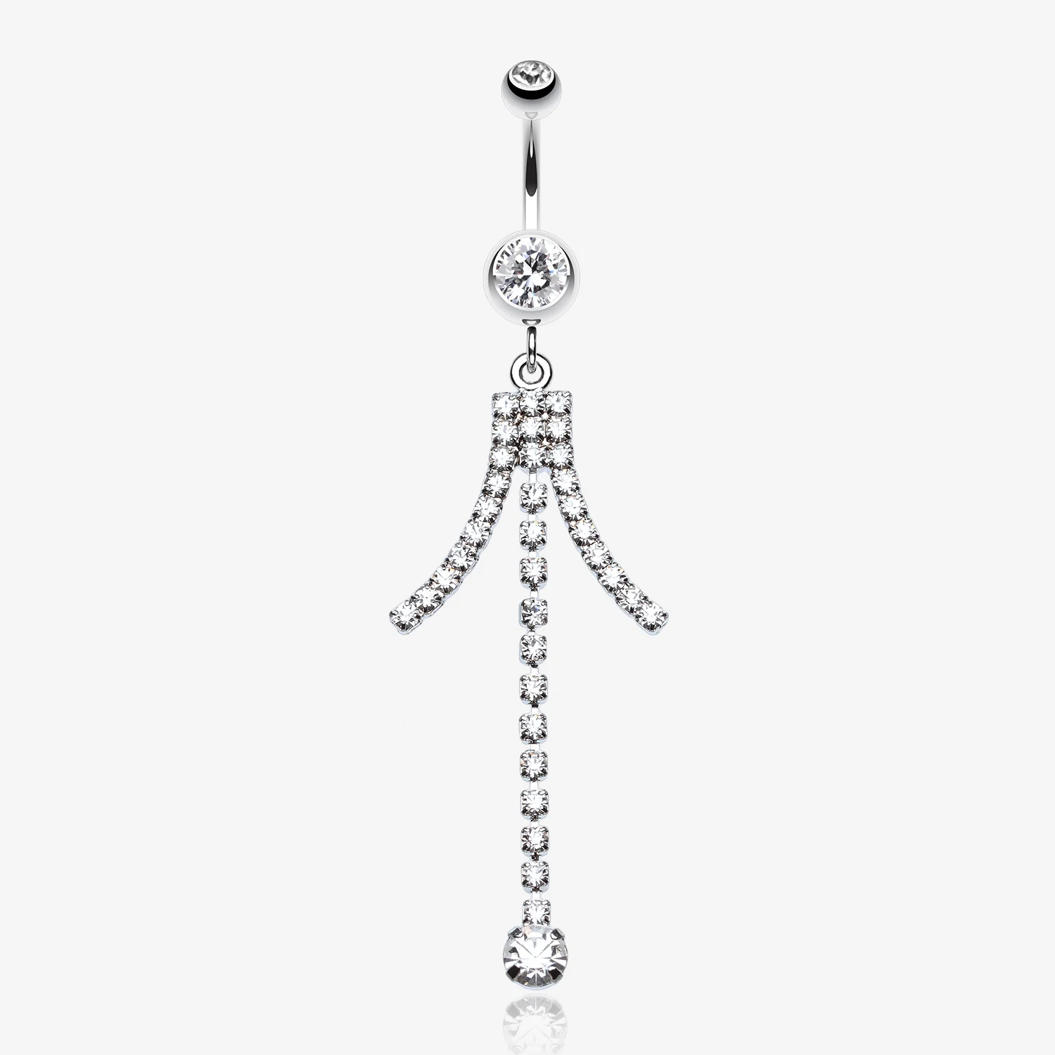 Elegant Bejeweled Cascading Belly Button Ring