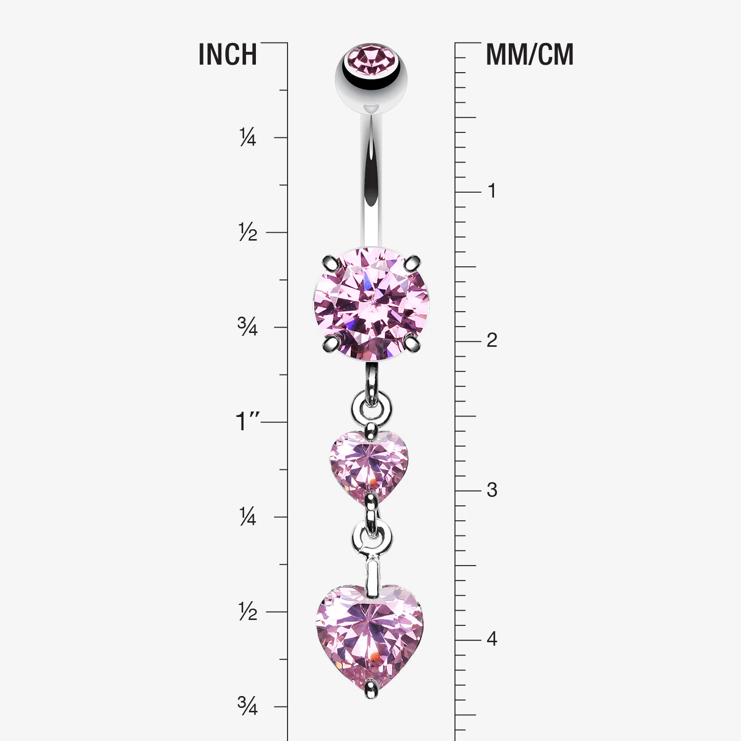 Elegant Double Hearts Belly Button Ring - Image 2