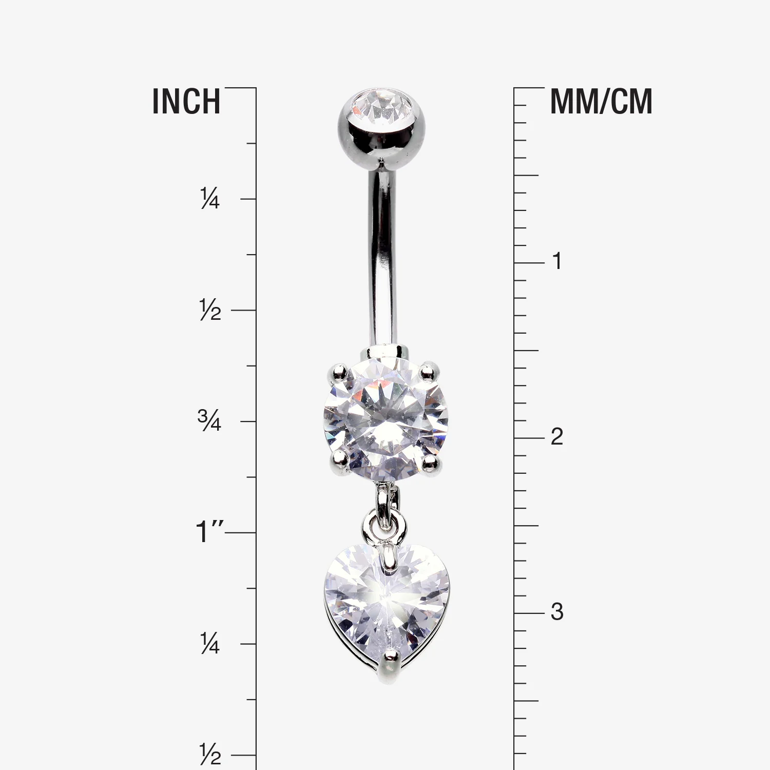 Elegant Heart Drop Sparkle Belly Button Ring - Image 2