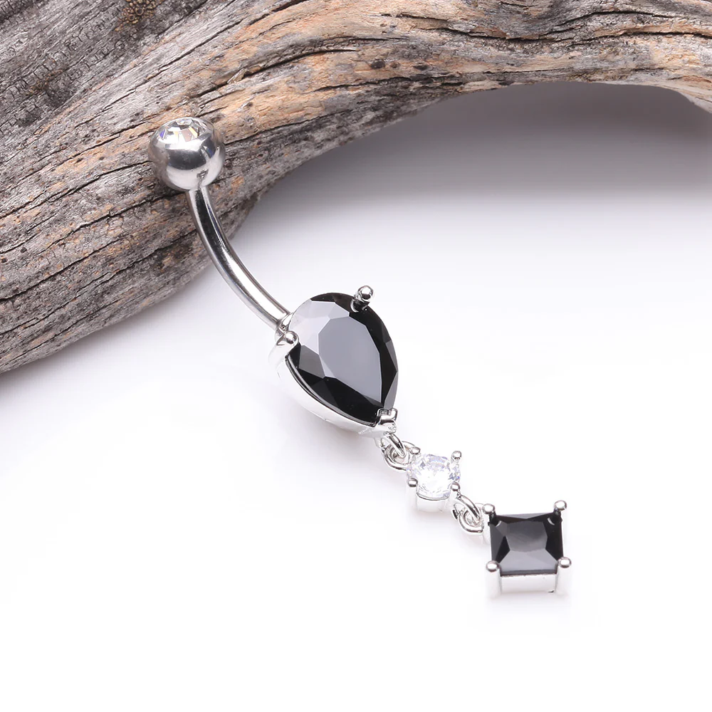 Enchant Sparkle Teardrop Princess Dangle Belly Button Ring - Image 3