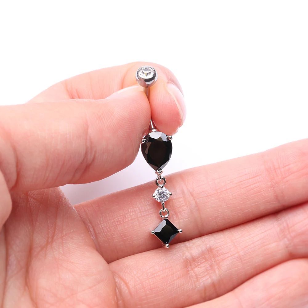 Enchant Sparkle Teardrop Princess Dangle Belly Button Ring - Image 4