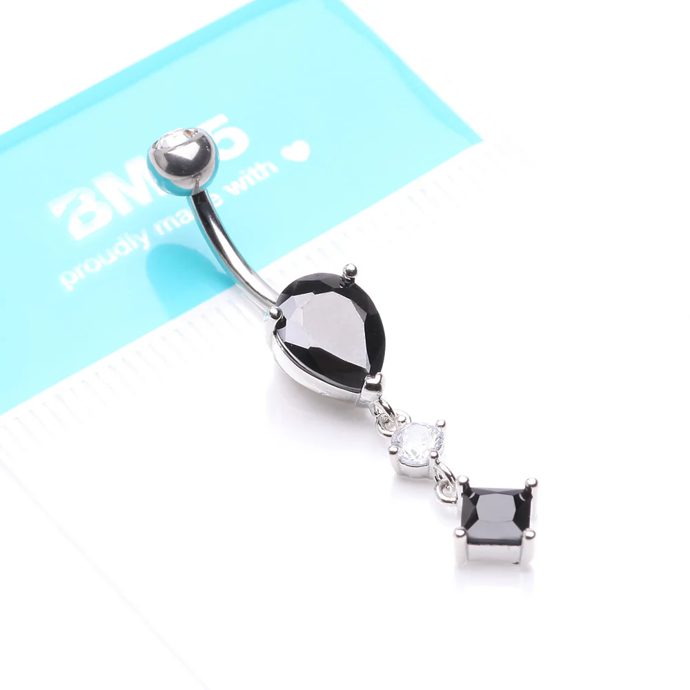 Enchant Sparkle Teardrop Princess Dangle Belly Button Ring - Image 5