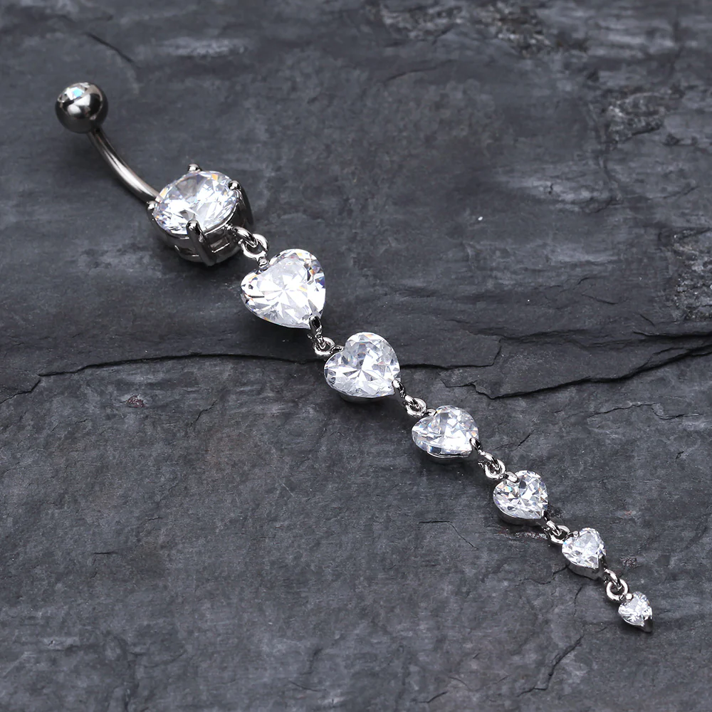 Enchanting Heart Cascade Belly Ring - Image 3