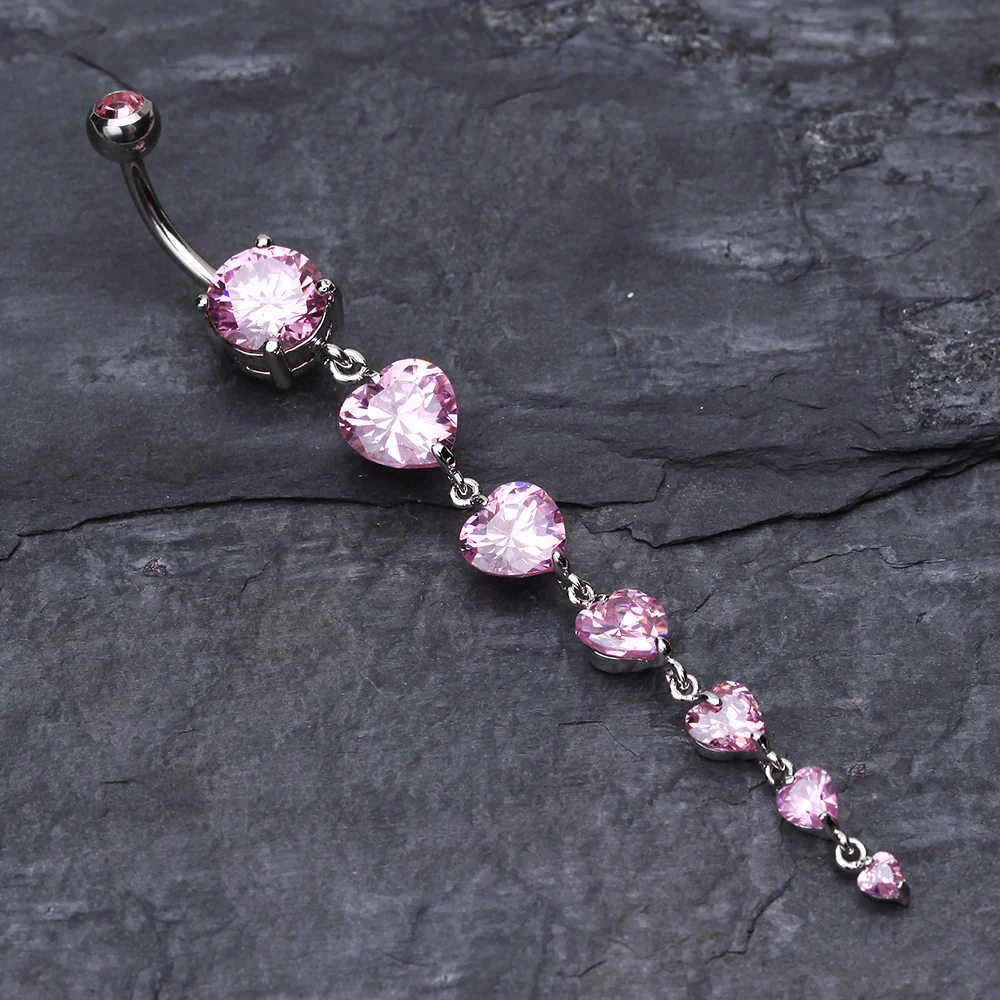 Enchanting Heart Cascade Belly Ring - Image 3