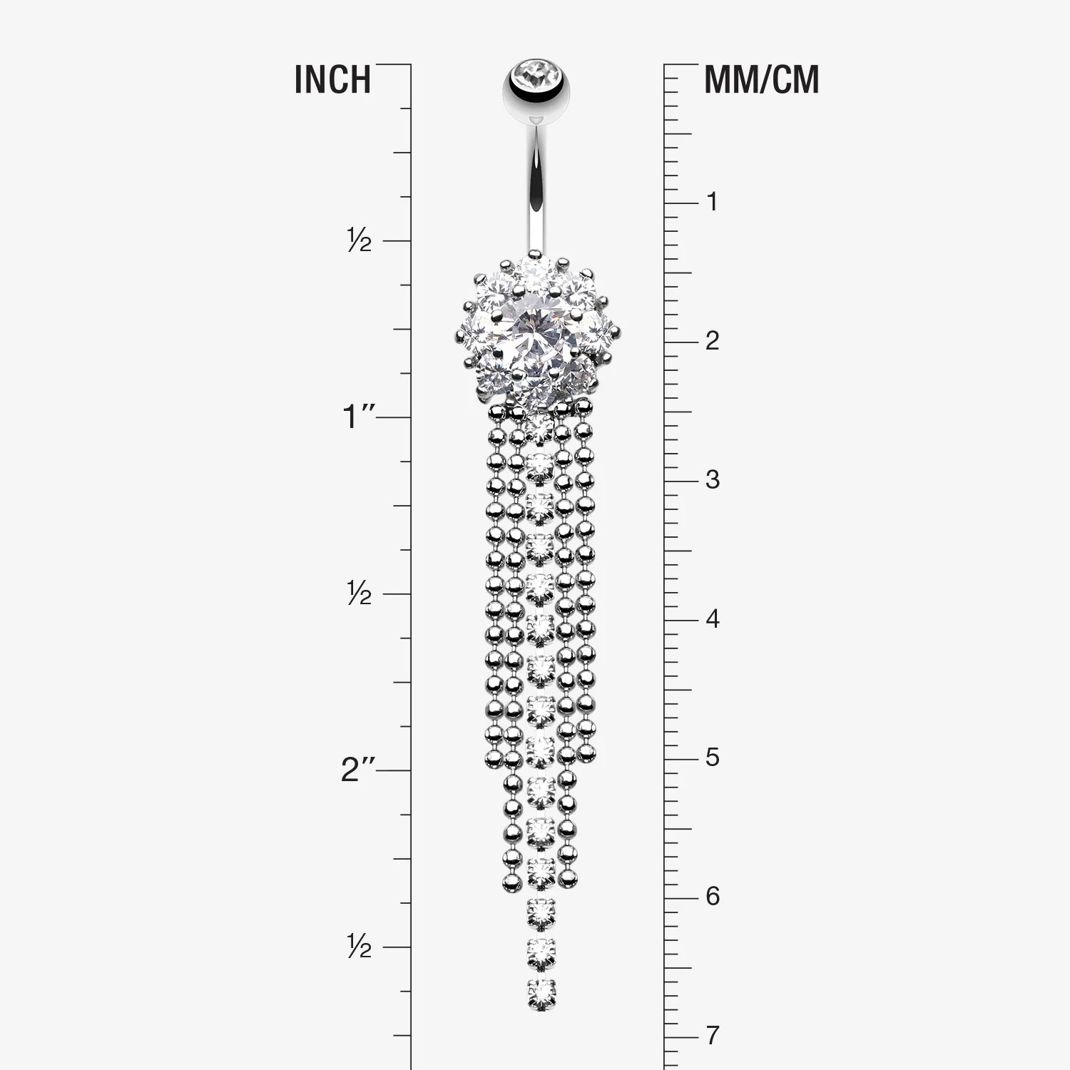 Exquisite Bedazzled Cascading Belly Button Ring - Image 2