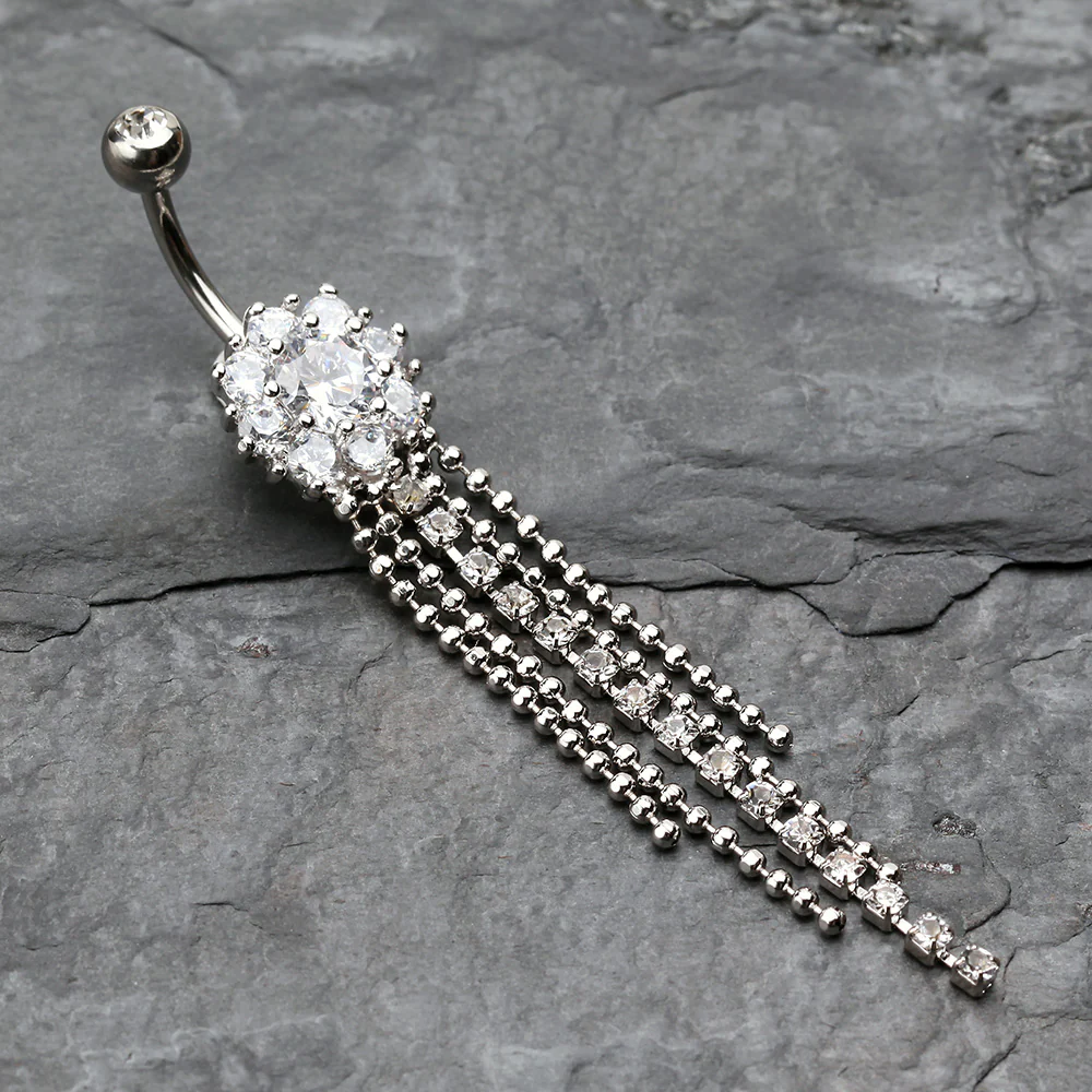 Exquisite Bedazzled Cascading Belly Button Ring - Image 3
