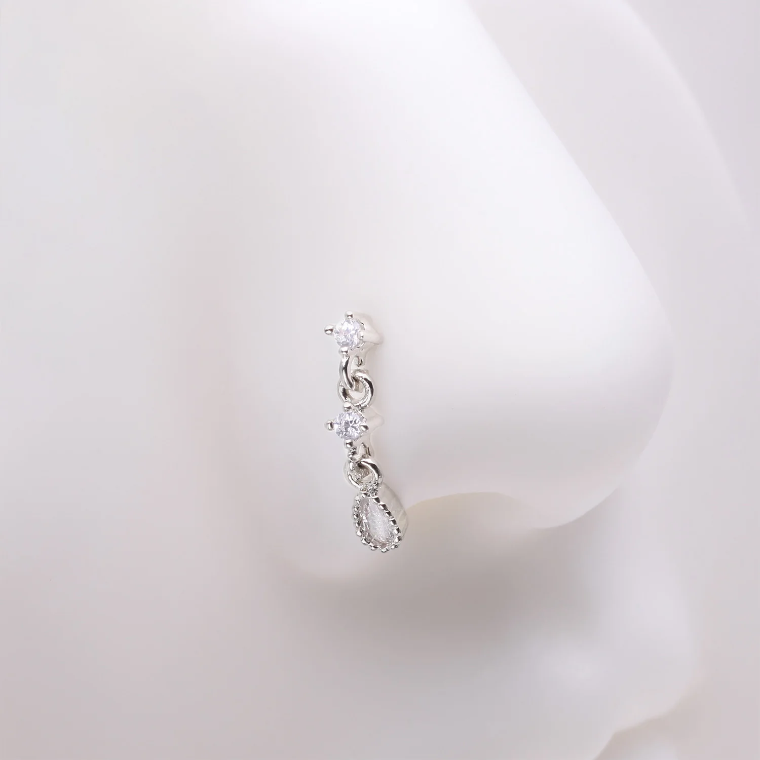 Fairytale Droplets Multi-Gem Teardrop Dangle L-Shaped Nose Ring - Image 2