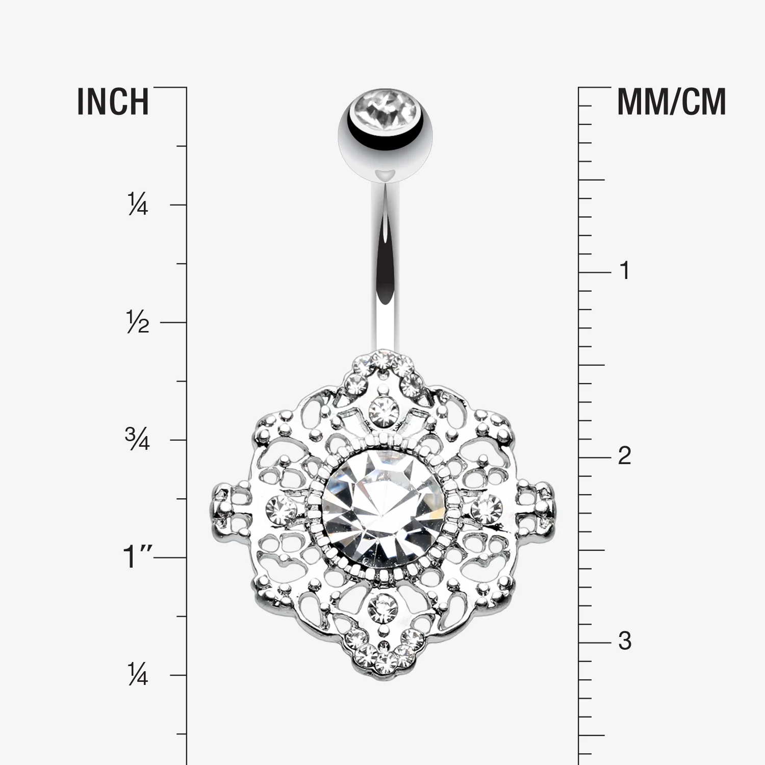 Filigree Mandala Sparkle Belly Button Ring - Image 2