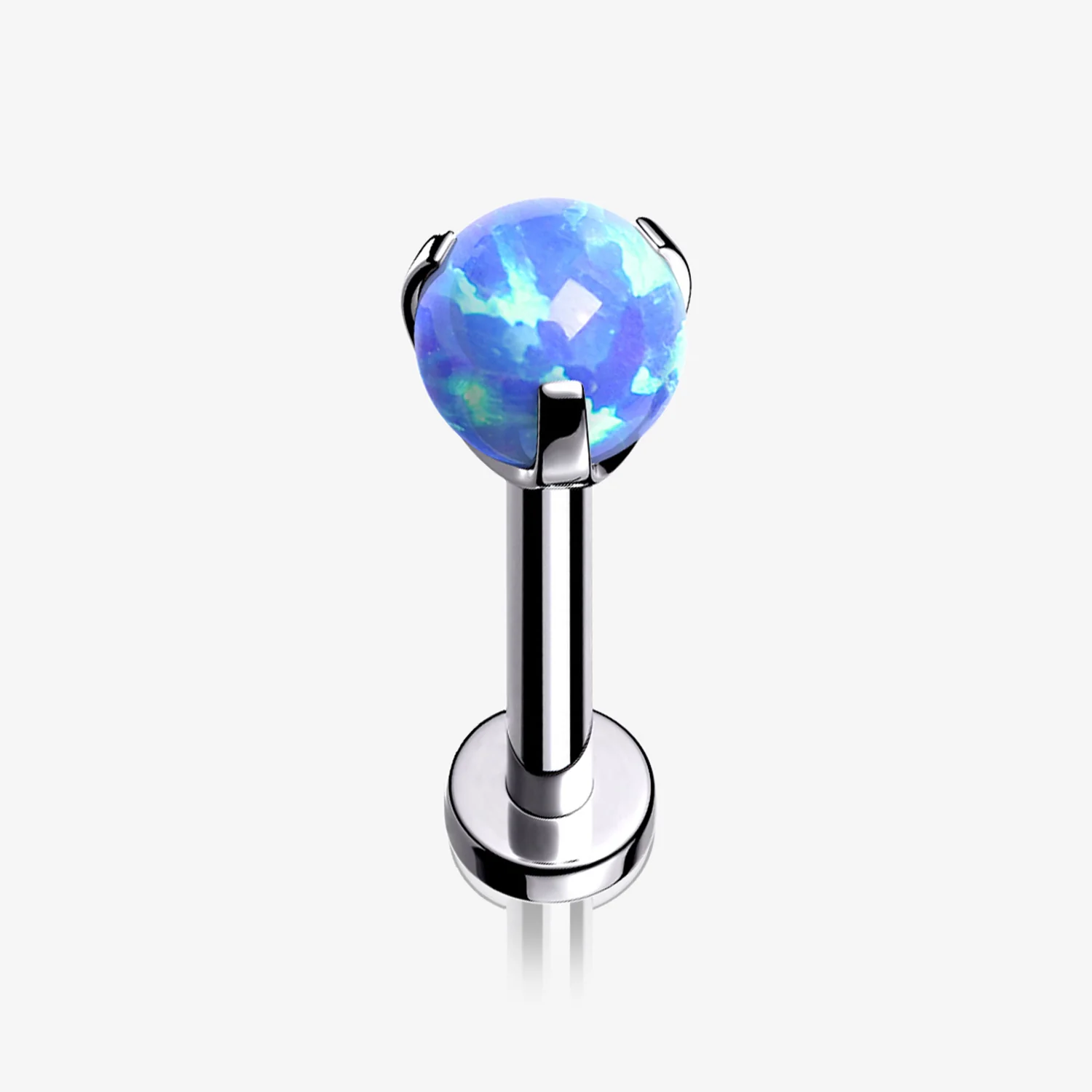 Fire Opal Claw Prong Set Sparkle Internally Threaded Labret