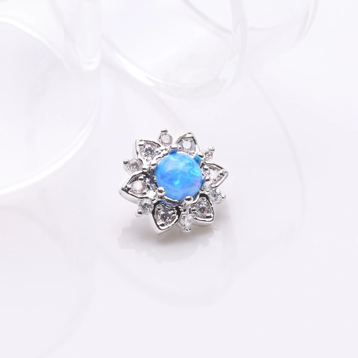 Fire Opal Flower Love Sparkle Dermal Anchor Top - Image 2